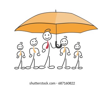 Creative Business Strategy Tips Stickman Illustration Concept - Protect Your Client And Be Proud Of Them
