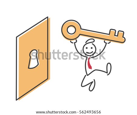Creative Business Strategy Tips Stickman Illustration Concept - Find A Key To Open Another Succes Door