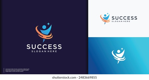 Creative business success People Logo design, human leadership icon symbol,reaching star logo element