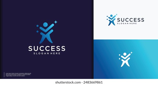 Creative business success People Logo design, human leadership icon symbol,reaching star logo element