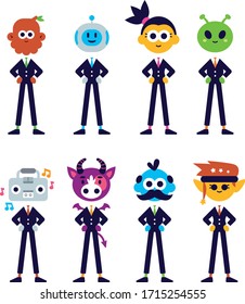 creative business team of 8 characters. Great as avatar