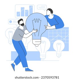 Creative business, teamwork or people thinking the same idea. Smart managers choose and study a new project idea for startup.