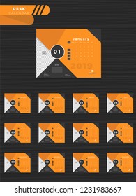 Estilo de plantilla de negocio creativo, conjunto de diseño de calendario de 12 meses para el año 2019.