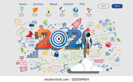 Creative business thinking 2021,darts shoot Into crotch for success,set icon, Plan  think analyze creative work, Idea concept vector illustration Infographic template.
