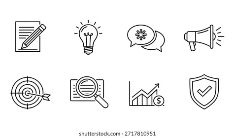 Conjunto vetorial de ferramentas empresariais criativas