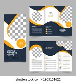 Creative business tri-fold brochure design in vector