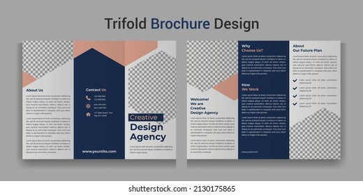 Creative business trifold brochure flyer template layout design.Vector triple folding brochure for business and advertising