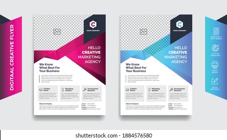 Creative business vector flyer design for annual report, magazine, poster, corporate presentation, portfolio, brochure, infographic, layout modern with colorful A4 size for business easy customizable