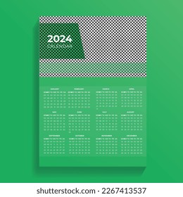 Creative and business wall calendar design template green , red, blue