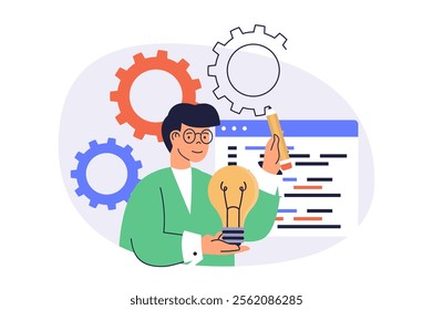 Creative business web concept with flat cartoon people for website design.
