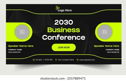 Creative business webinar banner design, startup business seminar web banner, yearly conference banner design, fully customizable eps 10 file format