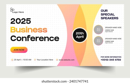 Creative business webinar banner template design, conference banner design, new year conference banner, editable vector eps 10 file format