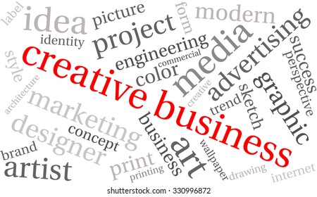 Creative Business word cloud on a white background. 
