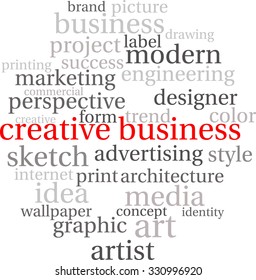 Creative Business word cloud on a white background. 