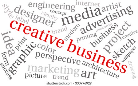 Creative Business word cloud on a white background. 