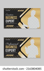 Creative business YouTube video thumbnail or social media web banner and corporate YouTube thumbnail design template