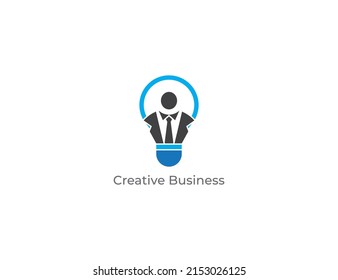 Creative Businessman Logo sign icon symbol Design. Businessman and Bulb Combination. Vector illustration logo template