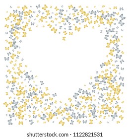 Creative butterfly cloth vip texture on white. Nature butterfly linen theme vector with gold and silver metallic silhouette. Premium repeating insect fabric clipart for marketing.