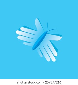 creative butterfly concept with hand 