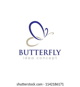 Plantilla de diseño del logotipo de concepto de mariposa creativa