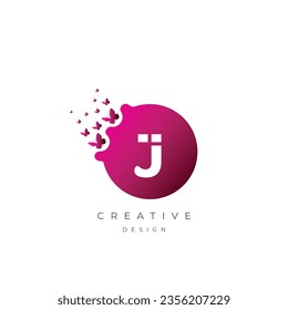 Efecto mariposa creativo J Letra logo ,monograma 
