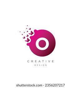 Creative Butterfly Effect O Letter logo ,Monogram 