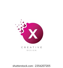 Efecto mariposa creativo X Letra logo ,monograma 