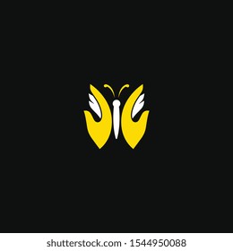 Creative Butterfly hands for care - healthy symbol - logo