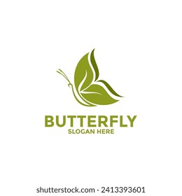 Modelo creativo de mariposa y hoja de logotipo Vector de iconos, plantilla de diseño de logotipo de mariposa