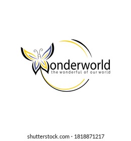 creative butterfly logo design concept. wonder world logo concept