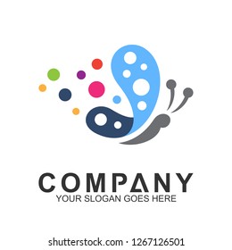 creative butterfly logo design. butterfly icon with colorful bubble
