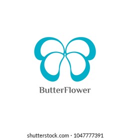 Creative Butterfly Logo Design Template. Blue Flower Logo EPS Illustrator 8.