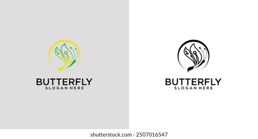 Creative butterfly logo design with unique concept  premium vector