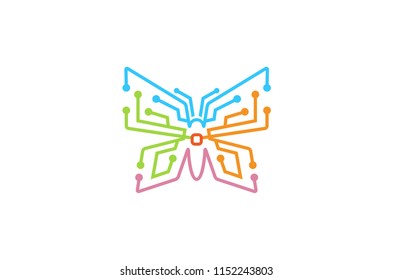 Creative Butterfly Technology Logo Symbol Vector Design Illustration