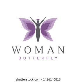 Creative Butterfly With Woman Logo Tempale-vector