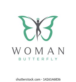 Creative Butterfly With Woman Logo Tempale-vector