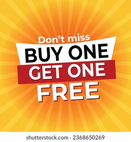 Creative Buy 1 get 1 free banner template design. Sale offer banner, discount, discount tag design template vector illustration.