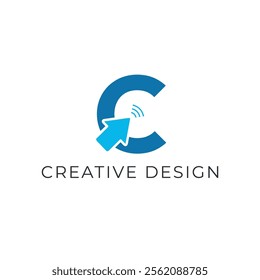 creative C cursor click icon logo design vector