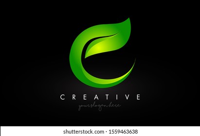 Creative C Leaf Letter Logo Icon Design in Green Colors. Eco Bio Letter Design Vector Illustration.