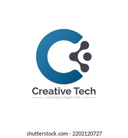 Creative C Letter Tech Logo Design Vector Template.
C Letter Minimal Icon Design with Digital Circuit Connection Symbol.
Letter C Technology Logo Element with Nevy Blue Color.