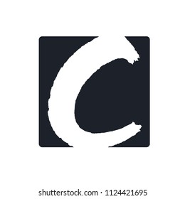 Creative C letter vector logo design. Handwritten text with paint brush texture. Monogram vector sign. Character logotype symbol. Icon design