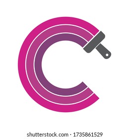 Pincel de diseño de logotipo de Creative C para empresas de tecnología
