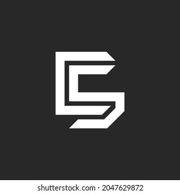 Creative C5 symbol mockup, Initials two letters SC or CS logo monogram, overlapping lines, pair letter S and C minimal style design element.