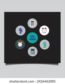 Creative Cactus icon Design and time, calculator Design