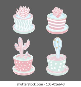 Creative cactus in the pot illustration