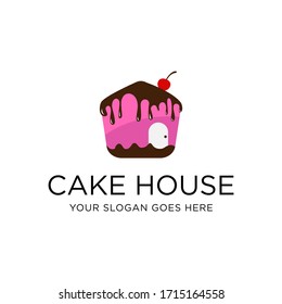 creative cake House logo design vector, make cake and bakery in house vector illustration