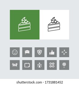 Creative cake pastry Line Icon with Bonus Icons. 