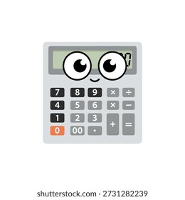 Ilustración de calculadora creativa, diseño de personaje divertido, arte digital, entorno lúdico, punto de vista caprichoso