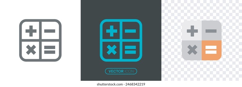 Creative Calculator-Logo-Satz. Symbol für Finanzberechnung Trendy Flat Style für Grafikdesign, Gliederung und Strichstil.Vektorillustration 
