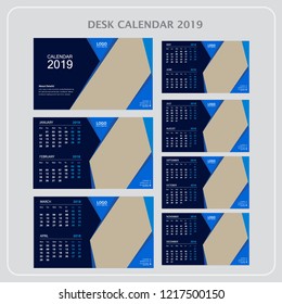 Creative Calendar for 2019 Year. Modern Vector Design Print Template with Place for Photo.